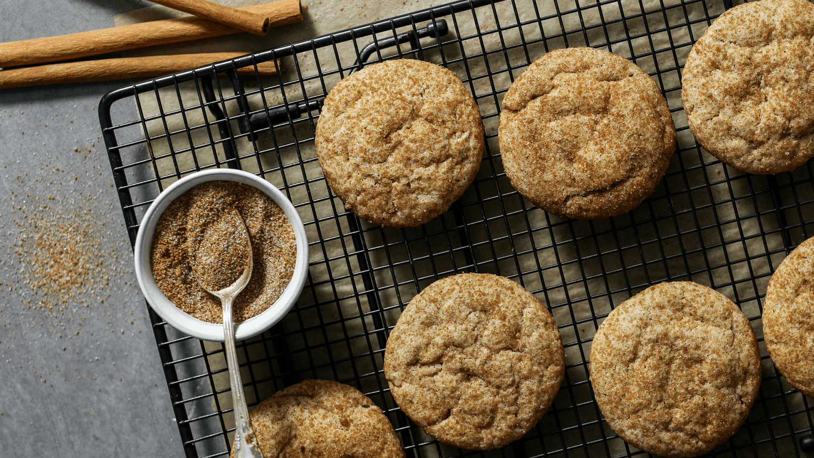 Closeup of Snickerdoodle cookies on a tray