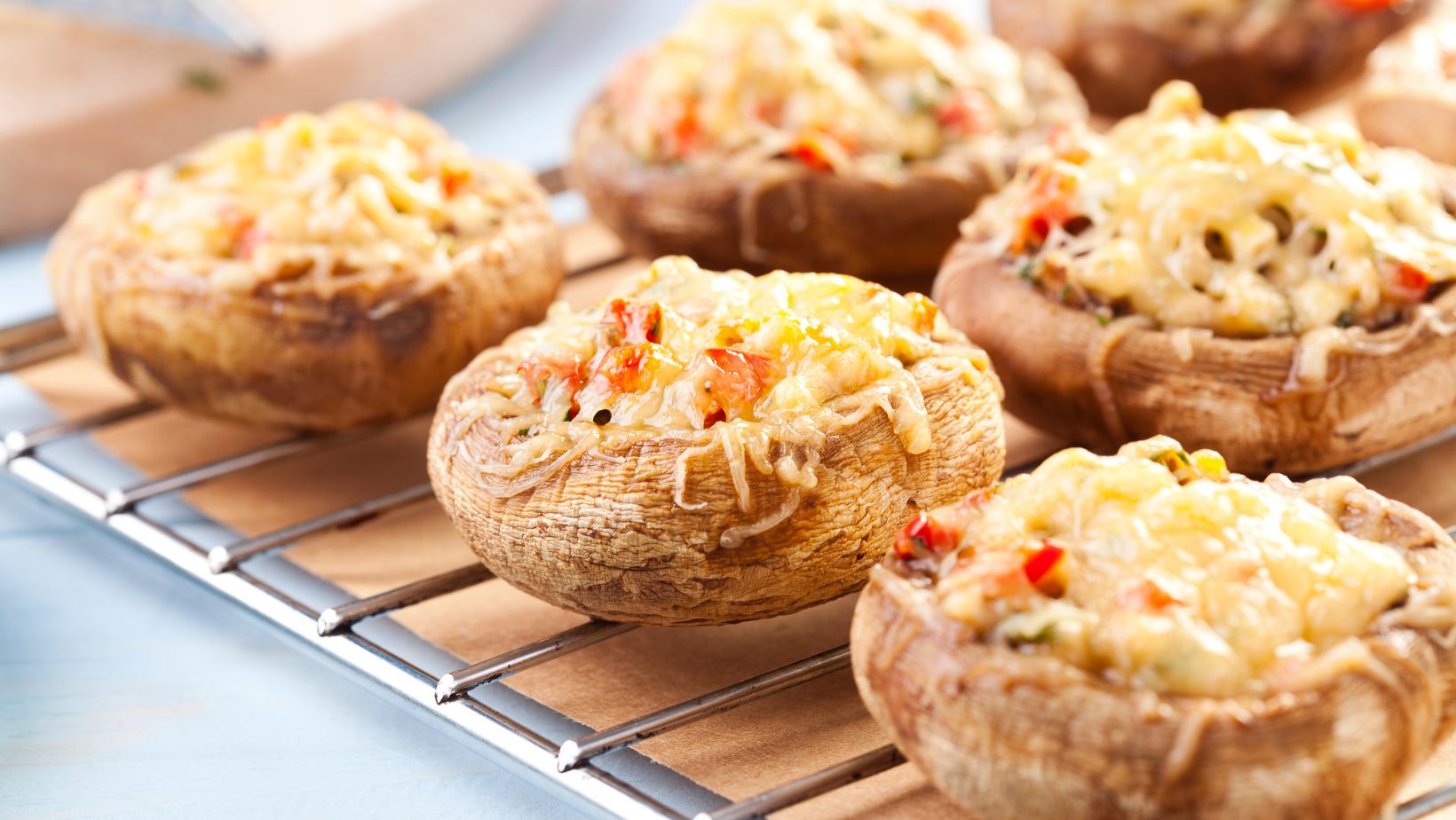 baked stuffed mushrooms topped with cheese