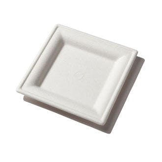 6 inch white biodegradable square plate